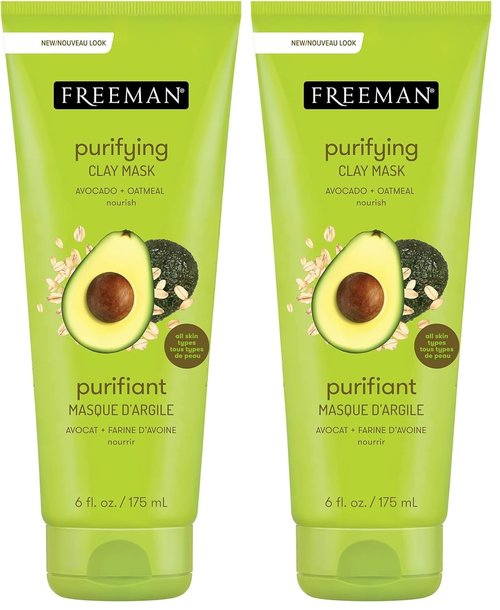 Freeman Facial Clay Masque - Avocado & Oatmeal, Nourishing Formula | 6 oz (Pack of 2)