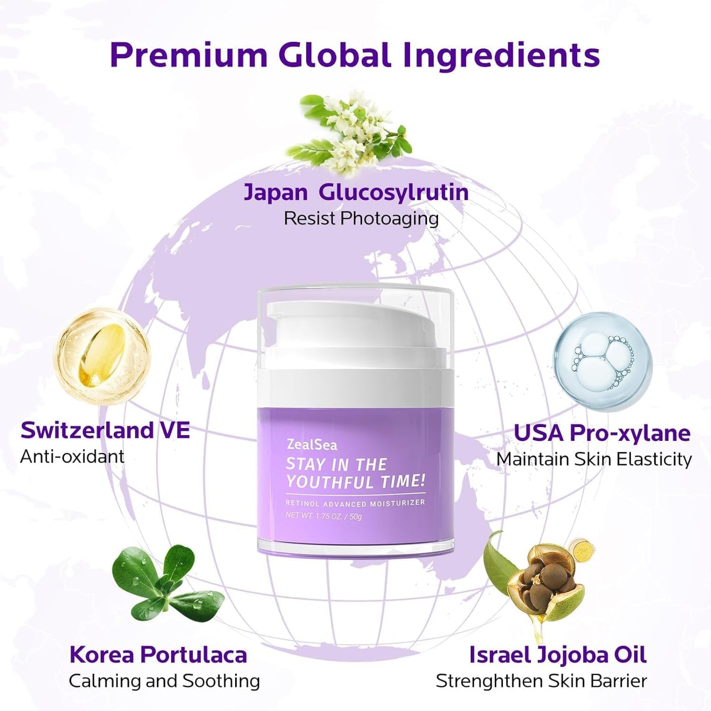 ZealSea Retinol Cream - Anti-Aging Facial Moisturizer with Collagen & Vitamin E | 1.75 Oz