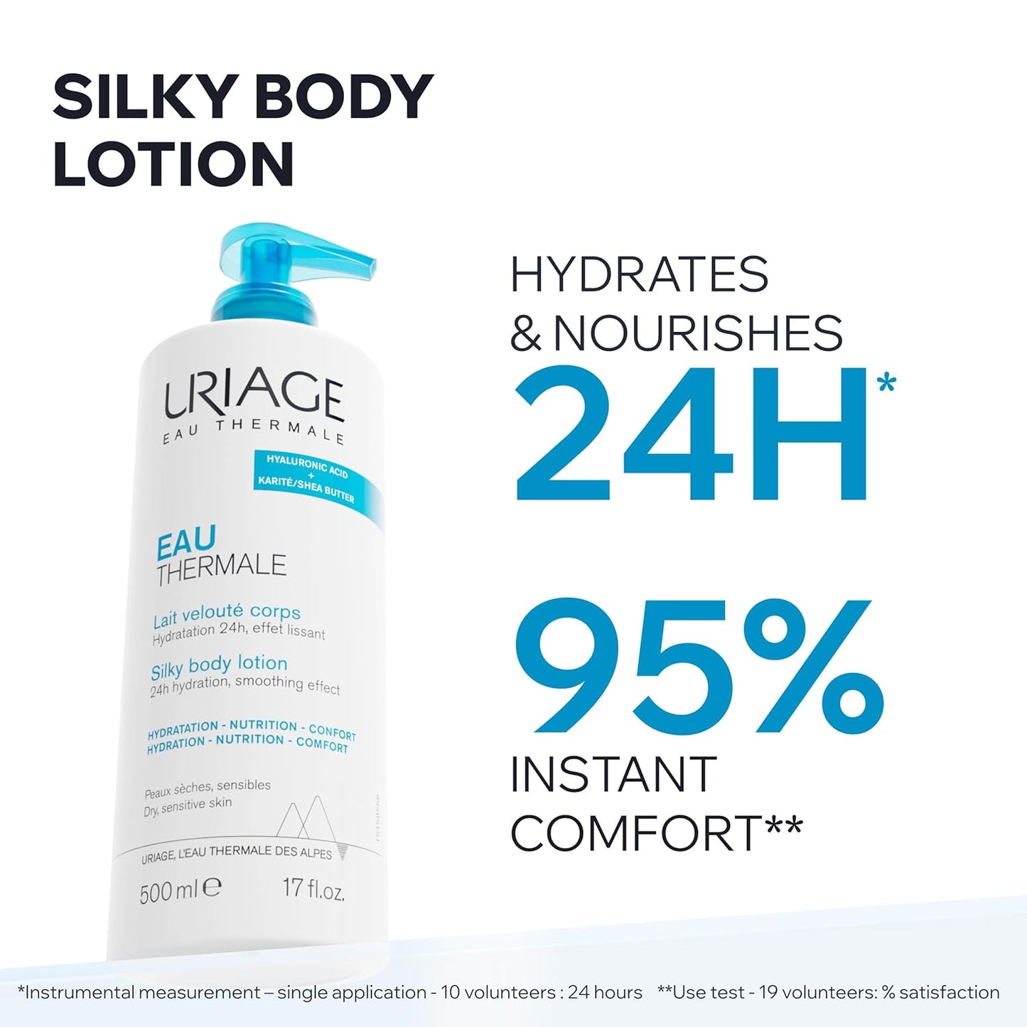 Uriage Moisturizing Body Lotion - Hydrating Shea Butter & Hyaluronic Acid Formula | 24-Hour Silky Hydration