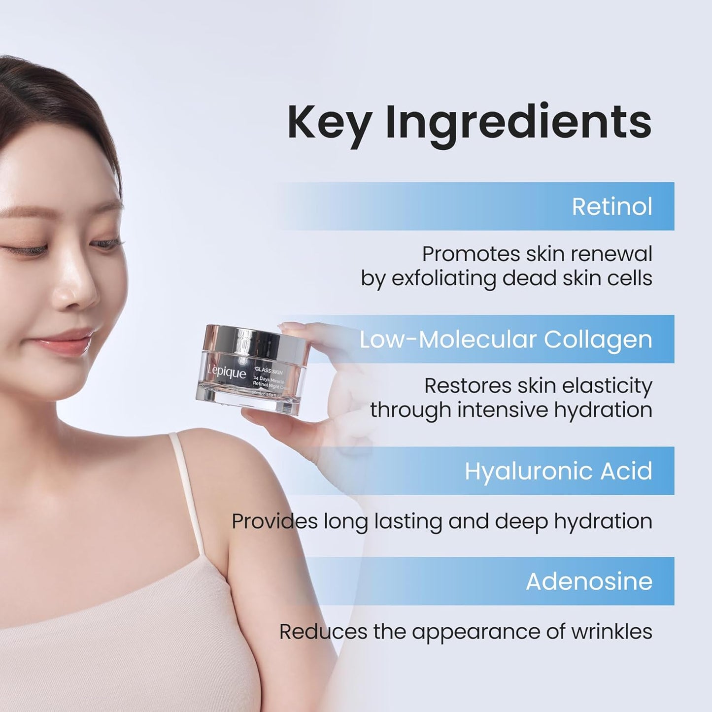 Skiennix Retinol Night Cream 1.69oz - Premium Korean Overnight Repair for Face & Neck - Hydrating, Anti-Aging Formula