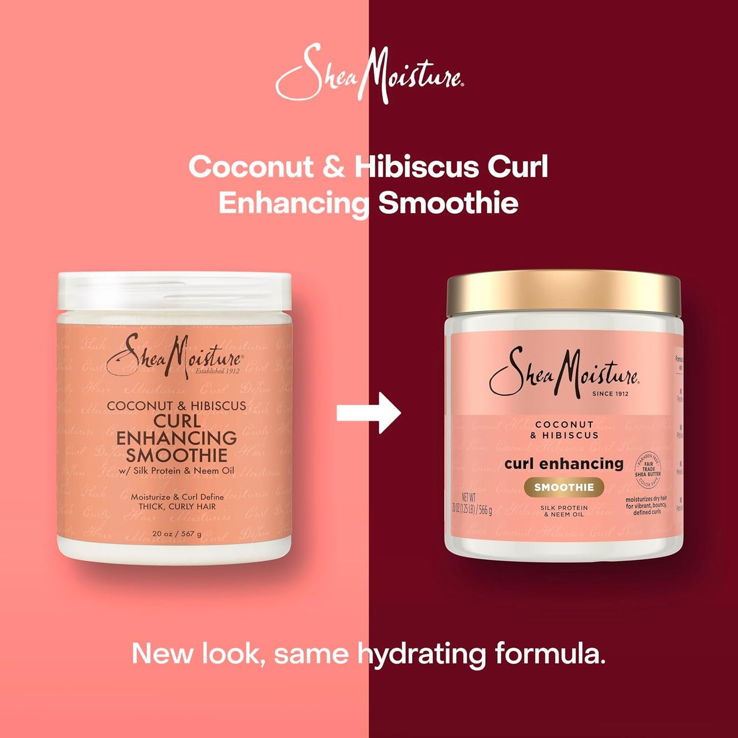 SheaMoisture Curl Enhancing Smoothie - Coconut & Hibiscus Cream for Thick, Curly Hair | 20 oz, Sulfate & Paraben Free