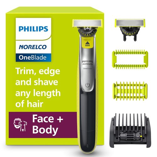 Philips Norelco Electric Beard Trimmer & Groomer - 5-in-1 Adjustable Comb, Black/Lime Green