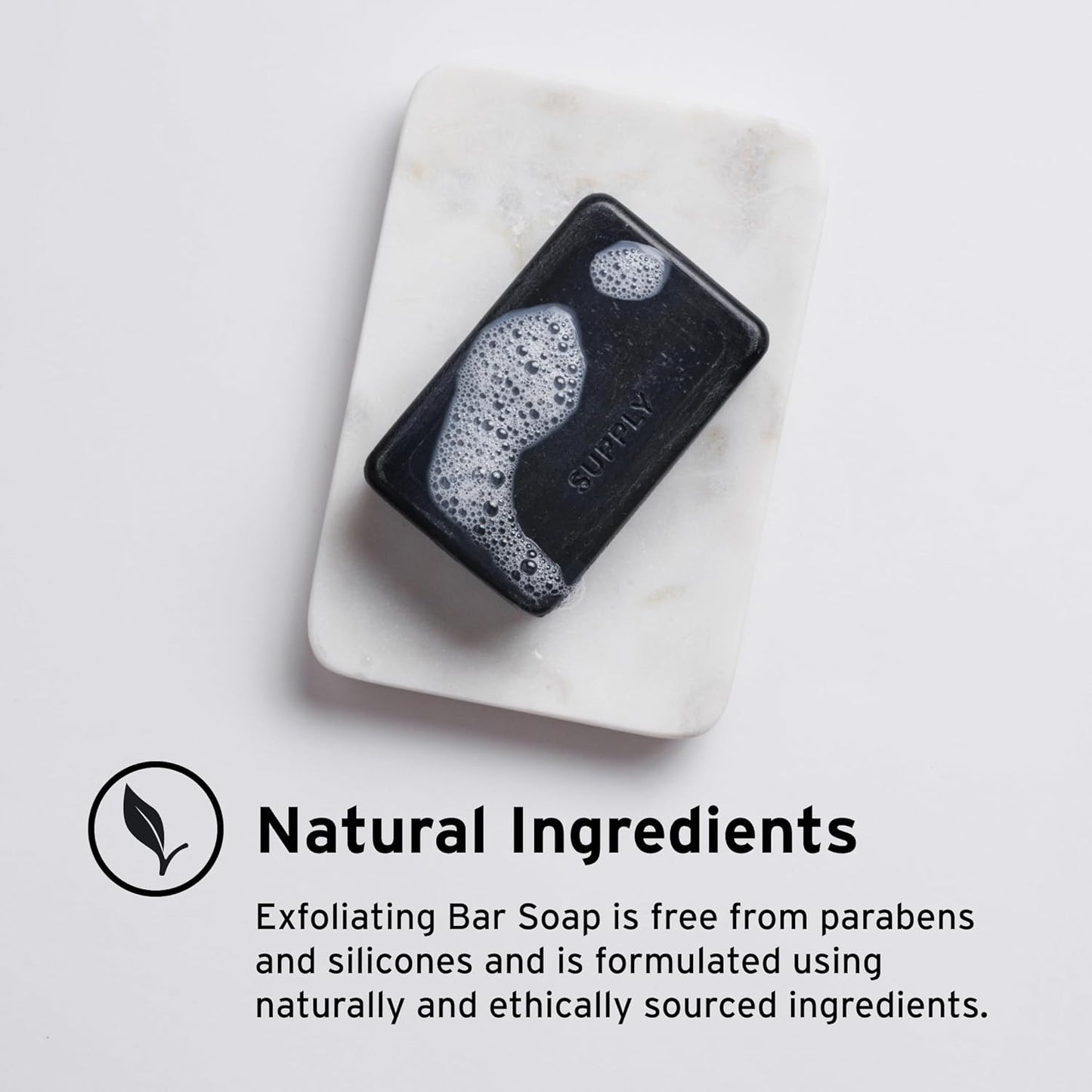 Supply Exfoliating Bar Soap for Men - Deep Cleansing & Moisturizing with Jojoba Beads - 7 oz Hinoki & Amber