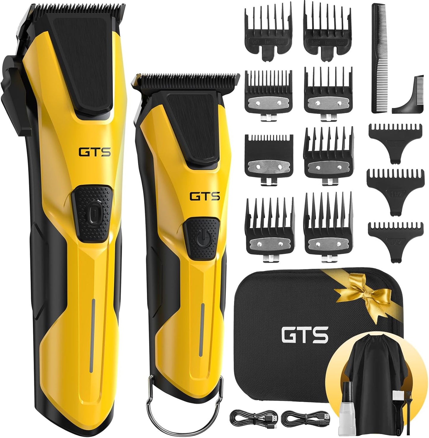 Skiennix Professional Hair Clippers - Cordless Barber Trimmer Set for Men | Fade Haircut Kit in Yellow