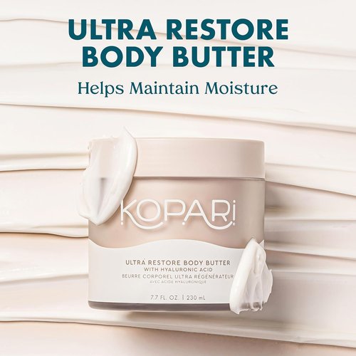 Kopari Ultra Restore Body Butter - Whipped Lightweight Formula with Hyaluronic Acid & Mango Seed Butter | 7.7 oz for Deep Moisture