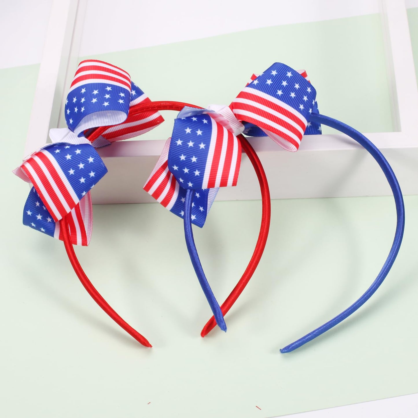 Ardorchid 4th of July Headbands Independence Day America Flag Headband USA Patriotic Bow Hair Accessories Red White and Blue Cute Hair Hoop for Women Girls Kids