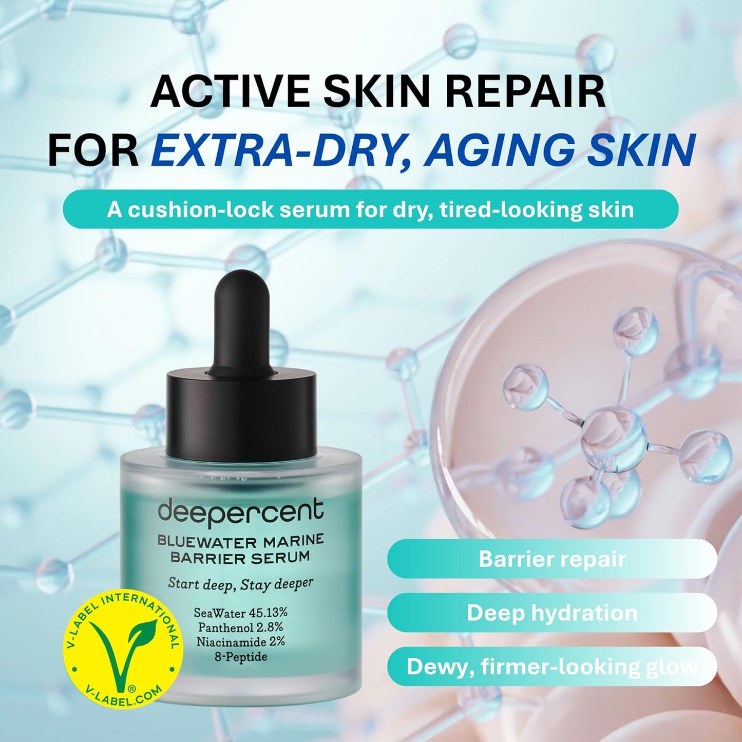 DEEPERCENT Anti-Aging Face Serum - Deep Hydration & Skin Barrier Repair for Mature Skin | 1.52 fl oz