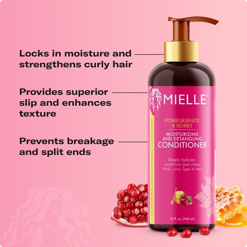Mielle Organics Pomegranate & Honey Detangling Conditioner - Deep Moisturizing for Curly Hair (12 Fl Oz)