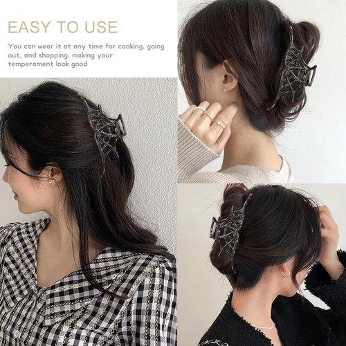AIUPUOC Metal Black Spider Web Hair Clip for Women, 1Pcs, Medium, Halloween Themed, Metal Material, Hair Clip, Hair Accessory, Party Hair Decorations, Cosplay, Travel, Work, Everyday Wear