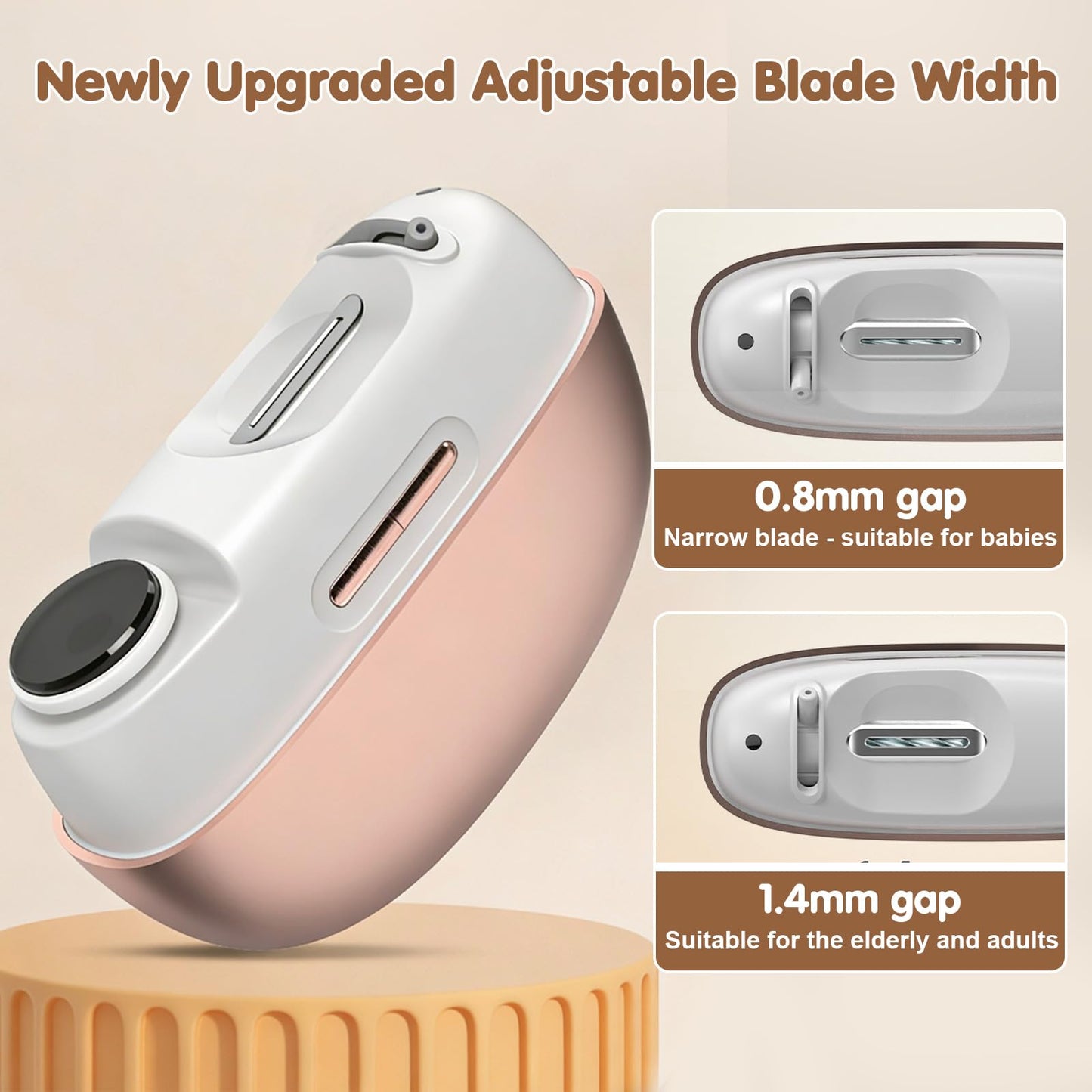 Electric Nail Clipper, Adjustable Blade Opening for Thick Nails, Electric Nail Clippers for Seniors & Adults, Baby Electric Nail Trimmer, Automatic Nail Clipper for Fingernail & Toe (Upgraded White)