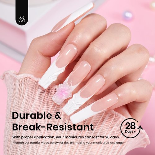 Beetles Gel Nail Tips Long Square 12 Sizes, 288Pcs Pre Shaped Half Matte Press On Nails Gelly Tips False Nails for Gel Nail DIY Art Nail Extensions Acrylic Nails Gift