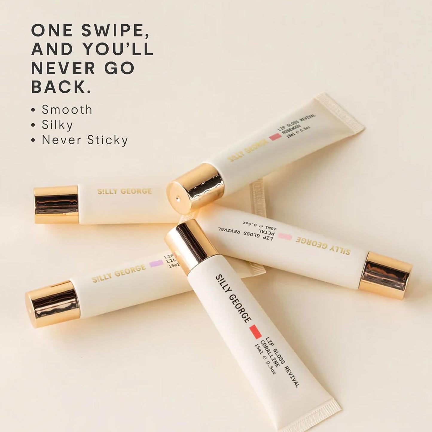 Silly George Lip Gloss Revival - Hydrating Glossy Glaze with Peptides & Shea Butter | Lilac 15ml Tube
