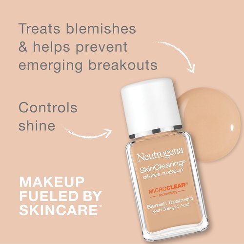 Neutrogena SkinClearing Liquid Foundation - Oil-Free, Acne-Fighting Formula with 0.5% Salicylic Acid | Classic Ivory, 1 fl. oz