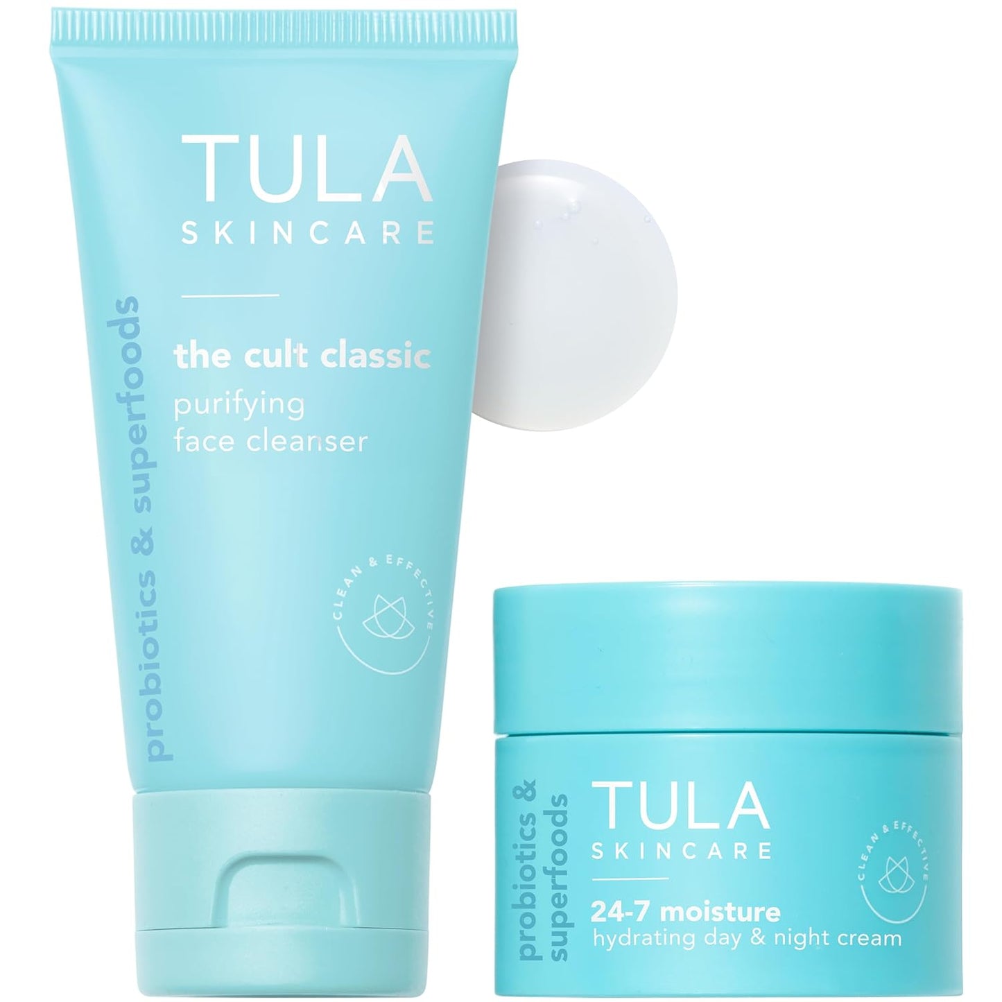 TULA Skincare Petite Treats - Travel-Sized 24/7 Moisture Cream & Purifying Face Cleanser Set