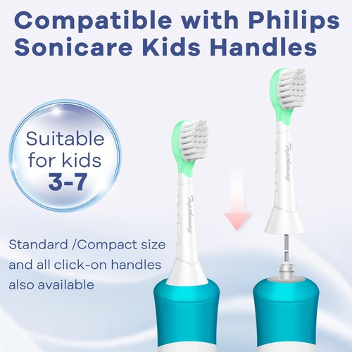 Kids Toothbrush Heads for Philips Sonicare: Soft Electric Replacement Brush Compitable with Phillips HX6032/94 HX6321 HX6340 HX6042 HX6320 HX6330 Compact Heads for Child 3-7, 8 Pack