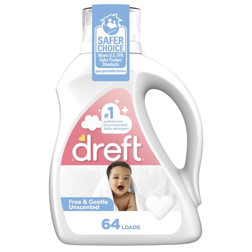 Dreft Liquid Laundry Detergent for Family, Unscented Laundry Detergent, 84 fl oz, 64 Loads