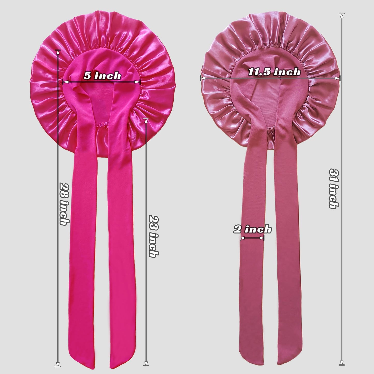 choshion 2 PCS Kids Bonnets for Girls, Silk Bonnet for Kids, Satin Silk Hair Bonnet for Sleeping with Tie Band, Baby Toddler Teens Child Sleep Cap for Curly Hair Braids