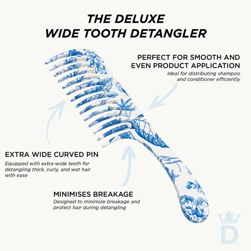 Denman D28 Wide Tooth Detangling Comb - Curved Pin For Detangling, Curl Defining, Smoothing - Wet Comb For All Hair Types, Women and Men