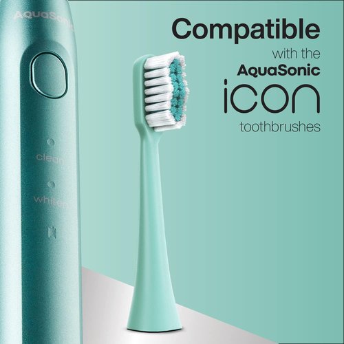 AquaSonic Icon Replacement Brush Heads - 2 Pack for Normal & Sensitive Teeth | Mint Compatibility