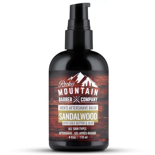 Rocky Mountain Barber Company Aftershave Balm for Men - Soothing Sandalwood & Shea Butter - 4 oz