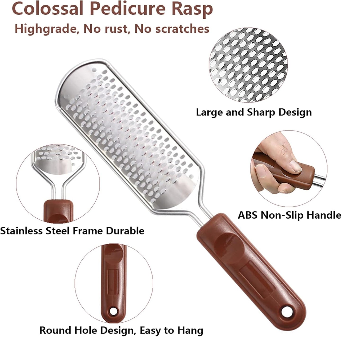 Skiennix Colossal Foot Rasp & Callus Shaver Kit - 10 Replacement Heads & Wood Handle for Smooth Feet