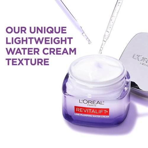 L'Oreal Paris Revitalift Moisturizer - Deeply Hydrating Hyaluronic Acid Water Cream | 1.7 oz + Serum Sample