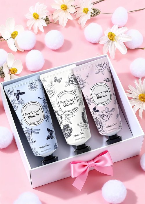 MIRACLAIR Perfumed Hand Cream Set - Long-Lasting Moisturizing & Wrinkle Care | 3 Scents, 100ml Each