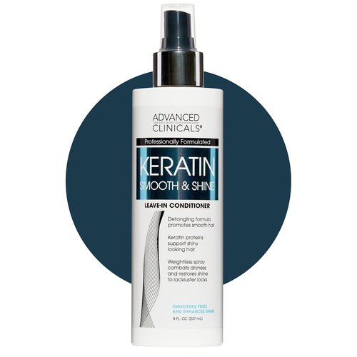 Advanced Clinicals Keratin Detangler Spray - Lightweight Leave-In Conditioner for Strong, Shiny Hair | 8 Fl Oz