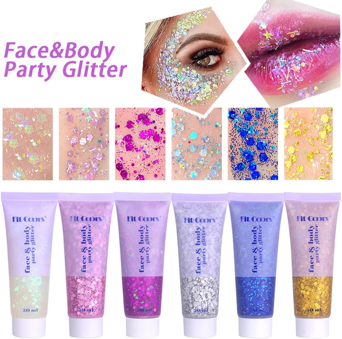 Skiennix White Face Glitter Gel - Sparkling Mermaid Body Glitter for Festivals & Halloween | 50ML