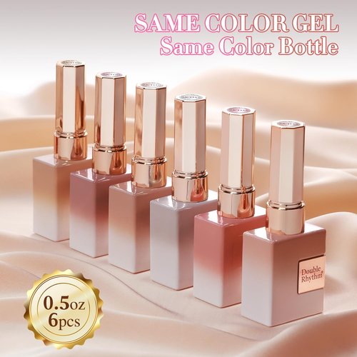 Double Rhythm Cat Eye Gel Nail Polish Set - 6 Colors, Holographic Glitter, 0.5 Oz | Magnetic UV Polish Kit