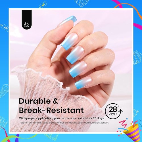 Beetles Gel Nail Tips Etch-X, Square Short, 288Pcs 12 Sizes, Pre-Etched Half Matte Full Cover Soft Acrylic Press on False Nail Tips Easy DIY Glue On Nail Extension Salon Gift for Women Girls