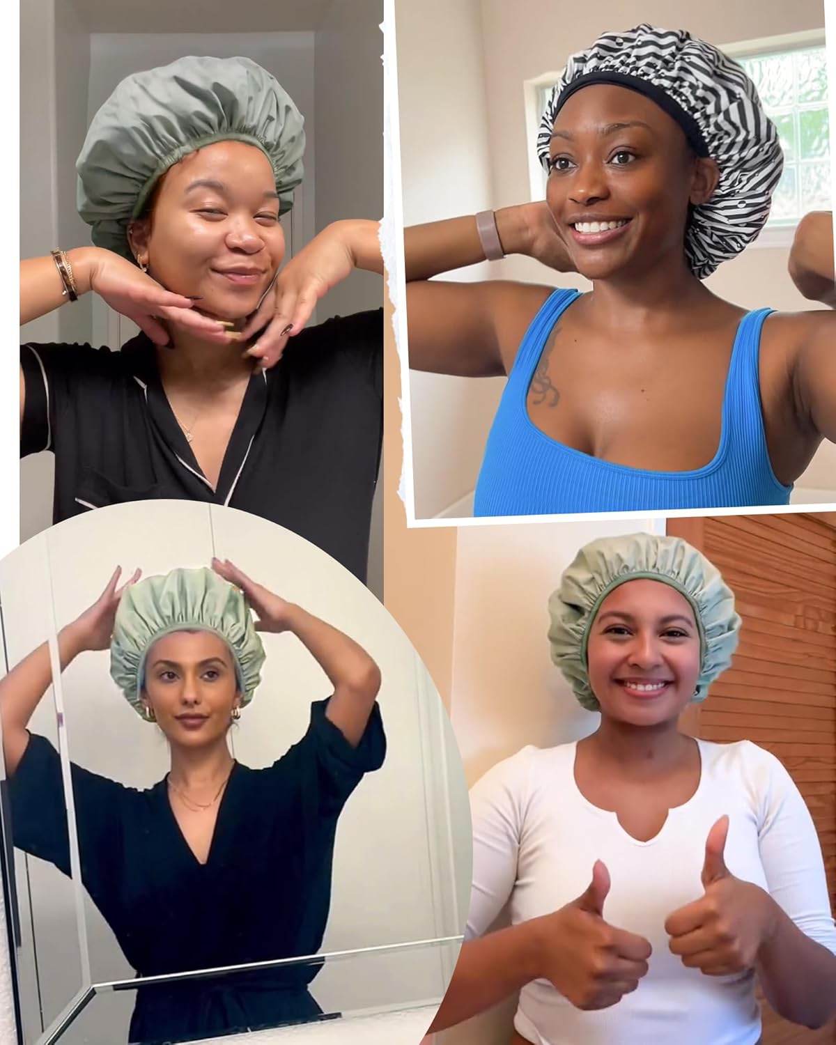 Yanibest Shower Cap - Reusable Waterproof Double Layer Design | Washable Hair Bonnet with Soft Non-Slip Band