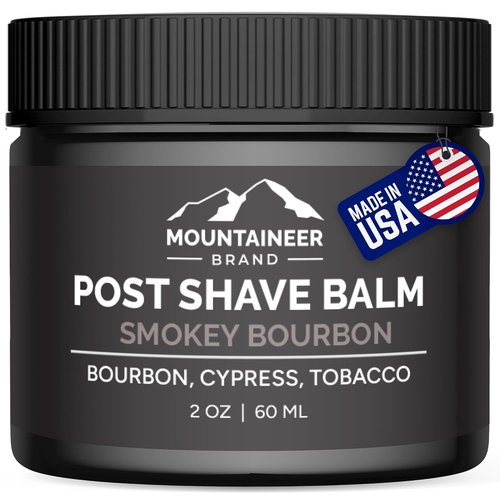 Mountaineer Brand Natural Post Shave Balm - Smokey Bourbon Scent | Soothes & Refreshes Sensitive Skin | 2oz
