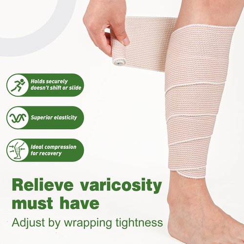 AZEN Premium 24 Pack Elastic Bandage Wrap 3 Inch, Compression Wrap Bandage for Legs, Lymphedema Wraps for Legs, Ankle, Knee, Tummy, Body
