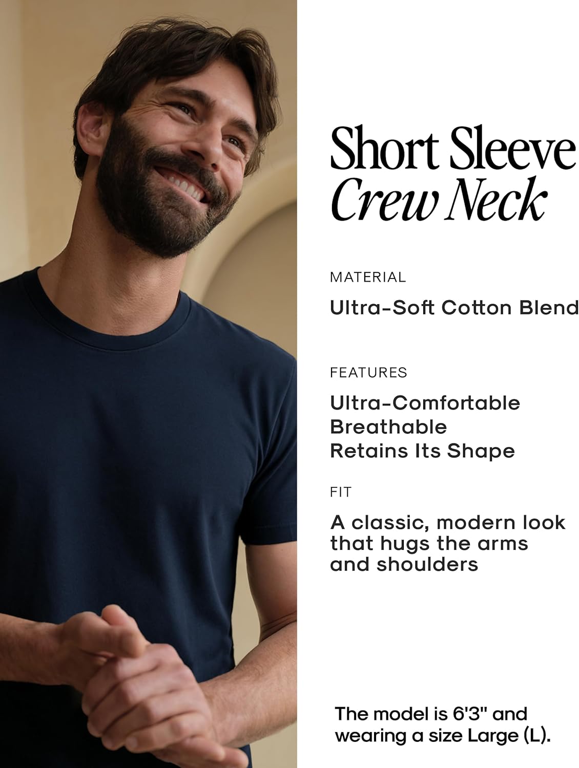True Classic Men's T-Shirts - Short Sleeve Crew Neck Cotton Blend Tees for Ultimate Comfort