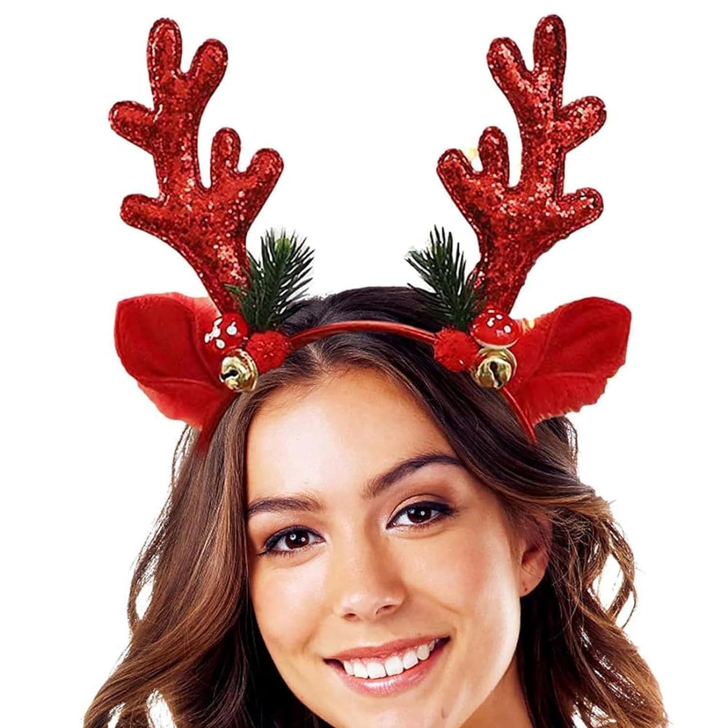 Christmas Headbands Christmas Red Reindeer Headbands Glitter Elk Antler Designs Headbands Christmas Antler Headbands Christmas Red Headbands Christmas Hair Accessories Christmas party headbands