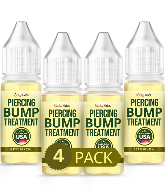 BodyJ4You Piercing Bump Treatment Keloid Bump Removal | Nose Piercing Cleaner Ear Piercing Cleaning Solution | Bump Shrinking Drops Keloid Bump Removal | Aftercare Piercing Solution | 4 x 0.33 Fl Oz