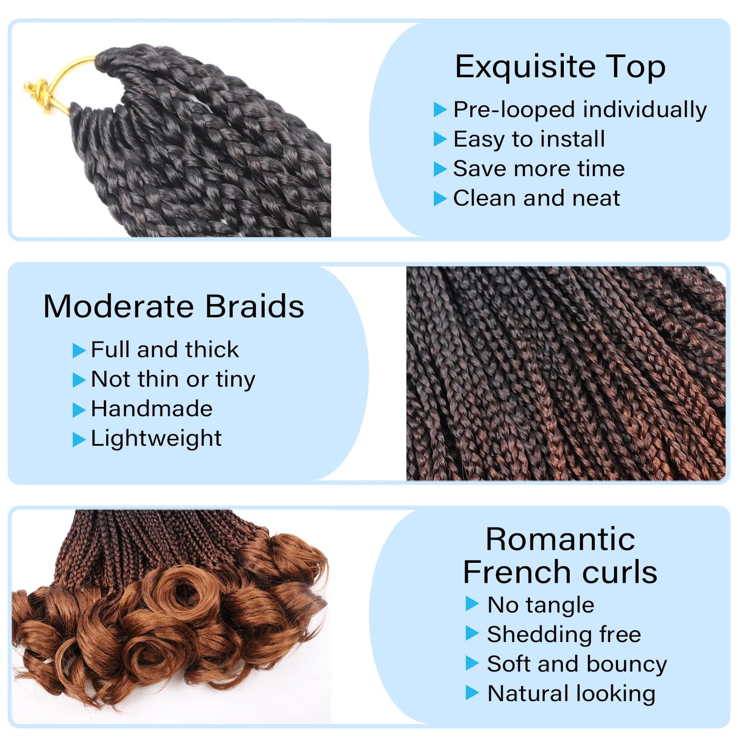 Crochet Hair 1B/33/30 Crochet Braids Goddess Box Braids Crochet Hair for Women French Curl Braiding Hair Knotless Crochet Braids 14 Inch Pre Looped Layered Curly Braiding Hair Extensions(7 Packs)