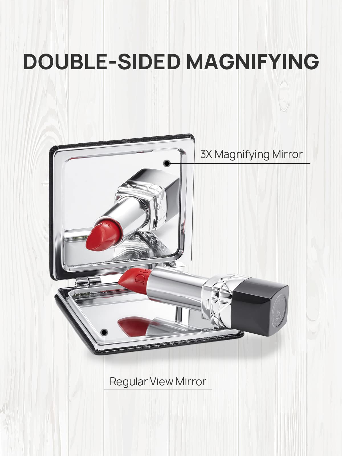 OMIRO Compact Mirror, Unique Plaid Pattern PU Leather 1X/3X Magnification, Ultra Portable for Purses, 2.76" W x 2.76" L, Blue Plaid