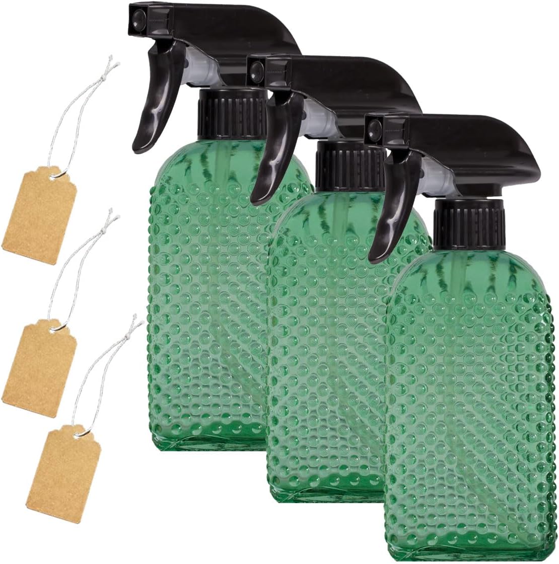 Skiennix Plant Mister Glass Spray Bottle - 13oz Reusable Green with Adjustable Nozzle for Indoor Plants & Gardening
