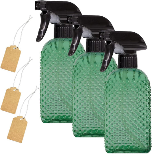 Skiennix Plant Mister Glass Spray Bottle - 13oz Reusable Green with Adjustable Nozzle for Indoor Plants & Gardening