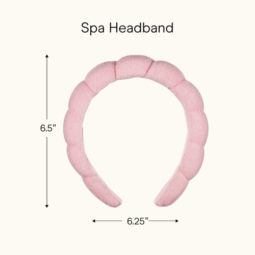 Conair Spa Makeup and Face Washing Headband, Pink Bubble Design, 1 Count, Ultra-Absorbent Microfiber Headband for Washing Face, Soft Terry Cloth, No-Squeeze, No-Pull Band Gentle on Hair and Head