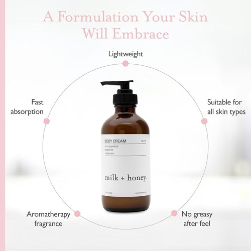 Milk + Honey Body Cream No. 16 - Moisturizing Lotion with Pink Grapefruit & Bergamot | 8 oz