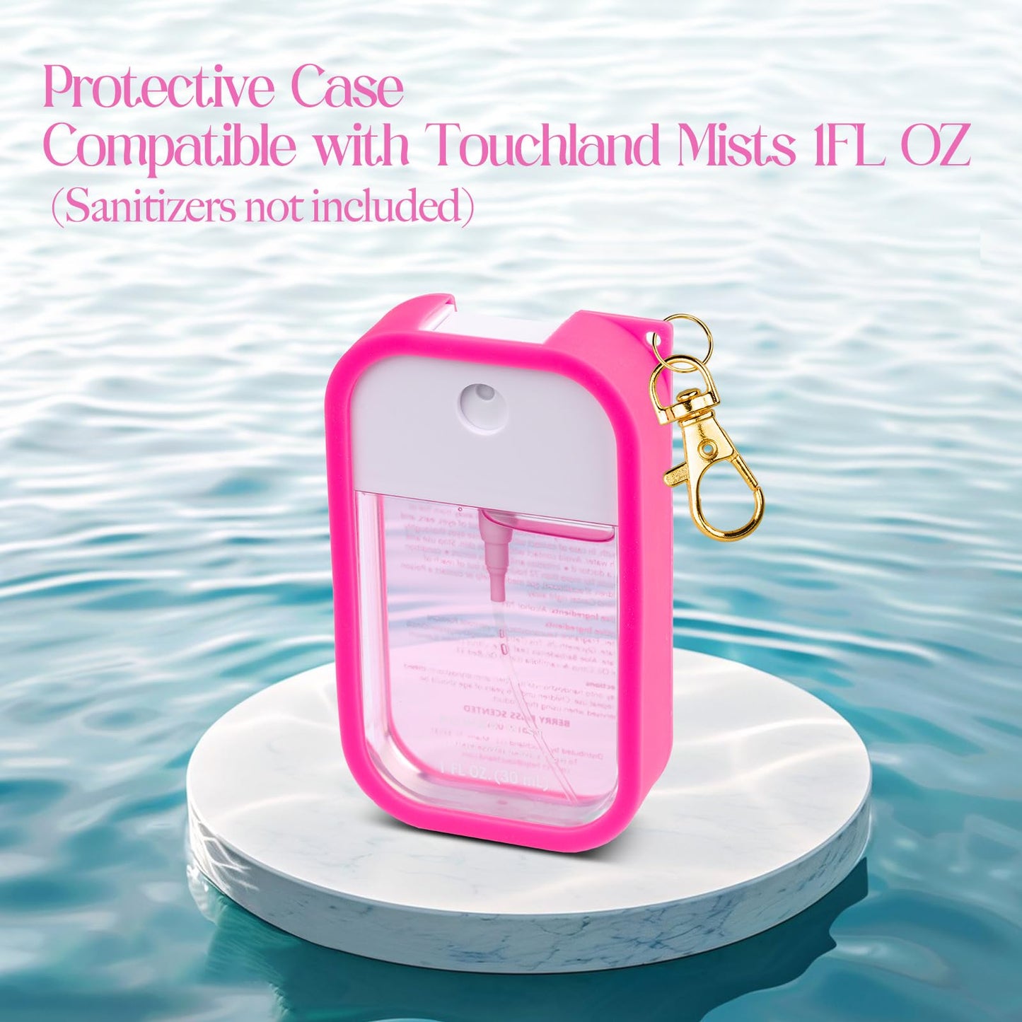 COCGVEL Silicone Case Compatible with Touchland Hand Sanitizer Spray, Protective Case with Keychain for Power Mist and Glow Mist 1 fl oz, Hand Sanitizer Spray Accessory (Colourful 1, 3 Pack)