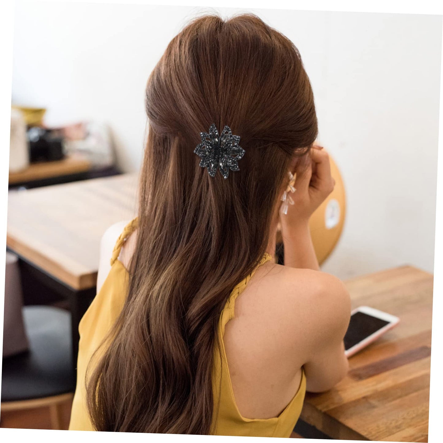 BIUDECO Rhinestone Hair Accessories: Ponytail Hairpiece, Jeweled Hair Claw Clips, Metal Floral Jaw Clips for Women