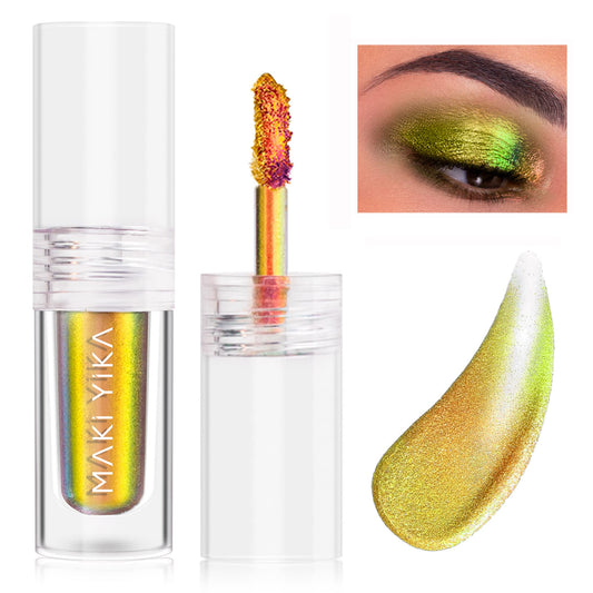 MAKI YIKA Liquid Eyeshadow Chameleon Metallic Eyeshadow Color Shifting Highly Pigmented Long Lasting With No Creasing Multichrome Eye Topper Glitters (#4 Sunrise)