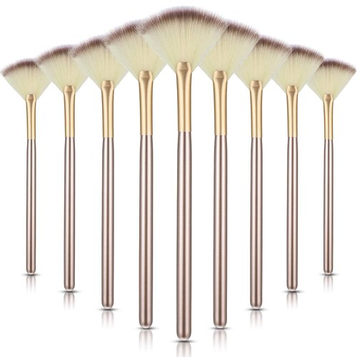 9 Pieces Facial Fan Mask Brushes, Soft Facial Applicator Brushes Tools for Peel Glycolic Makeup for Mud Cream(Champagne)