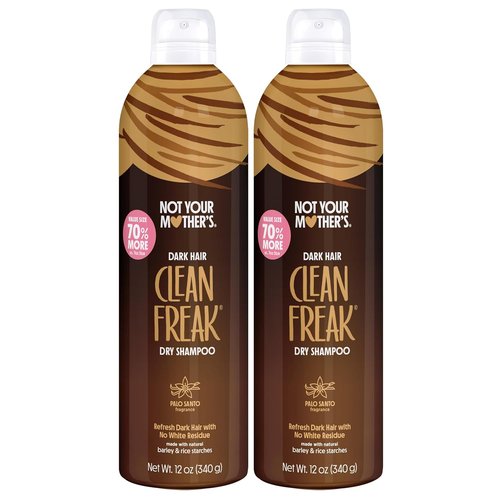 Not Your Mother's Clean Freak Dark Hair Dry Shampoo - 2-Pack, 12 oz Each | Waterless Formula with Palo Santo Fragrance