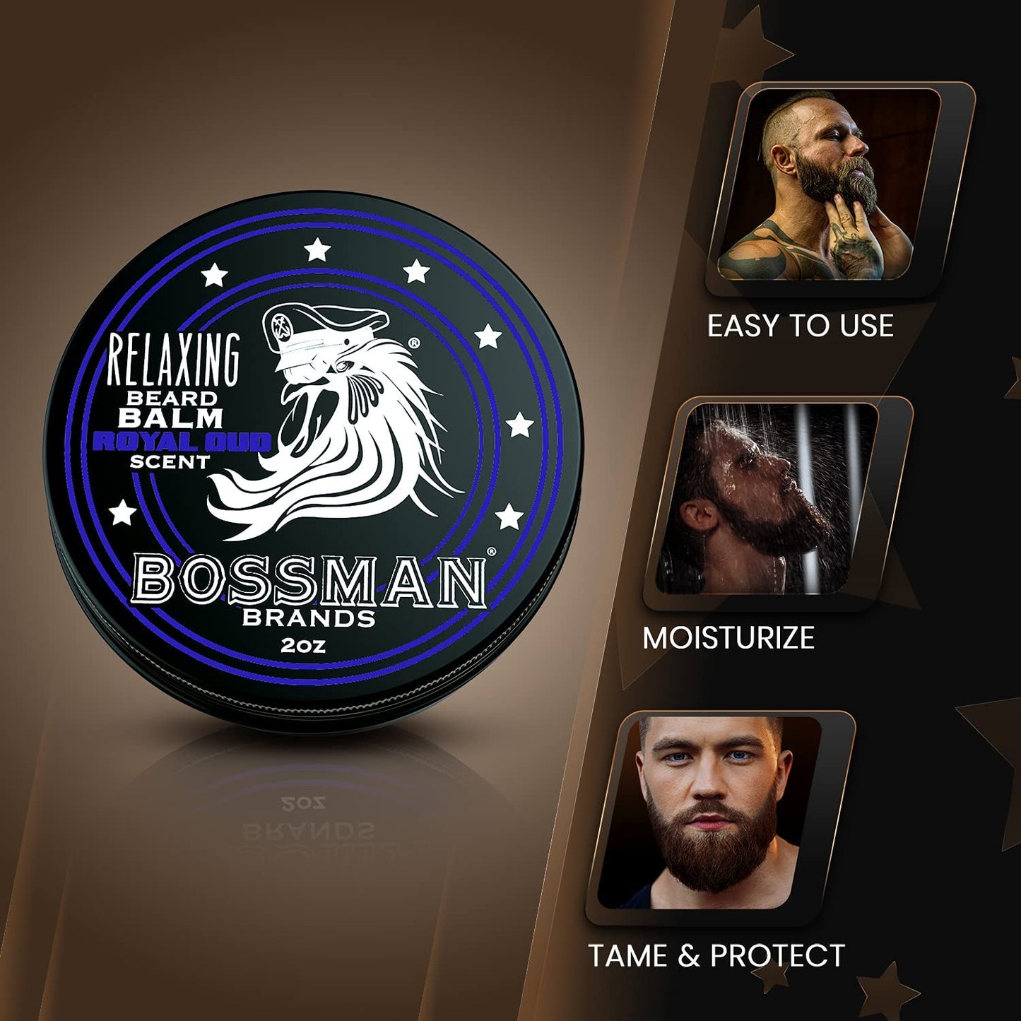 Bossman Jelly Beard Oil for Men & Beard Balm for Men Combo - Royal Oud Scent