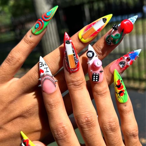 BBATT-HAPPY 170PCS Nail Charms for Acrylic Nails,Silver Star Planet Cross Door Handle Billiards Dice Mechanical Parts Alloy Resin Nail Art Accessories,Nail Jewels for Nail Art Supplies Craft DIY